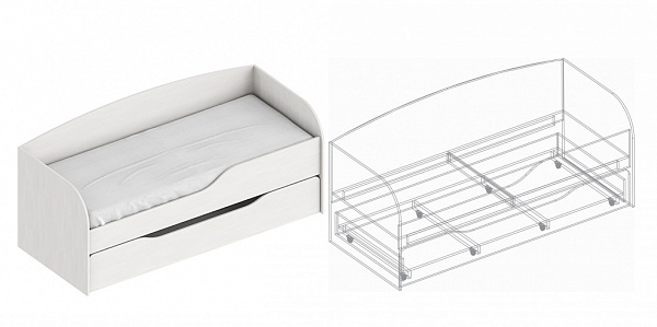 Кровать Выдвижная (с основанием ЛДСП) 2032х856х910 - фото №1