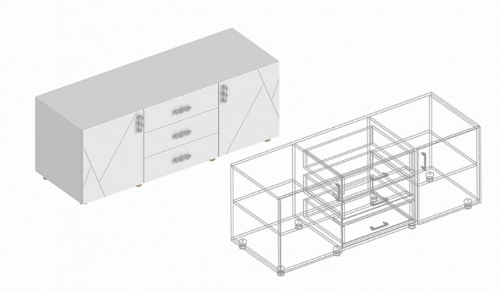 Тумба ТВ МДФ «Сандра» 1300/1500/1700х520х580 - фото №1