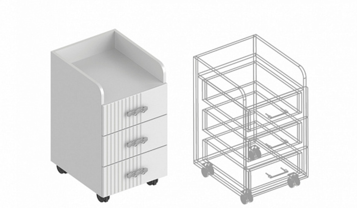 Тумба выкатная с 3 ящиками «Сандра» 400х470х705 - фото №1
