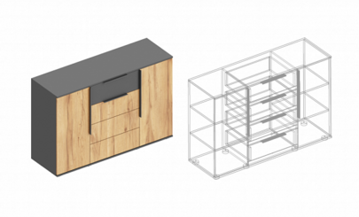 Комод «Стил» 2-ств с 4 ящиками 1400х450х940 - фото товара №1
