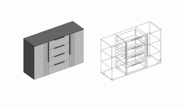 Комод «Вита» 2-ств с 4 ящиками 1400х450х930 - фото №1
