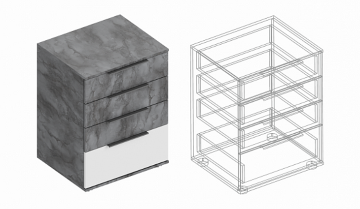 Комод с 4 ящиками «Моника» 600х500х800 - фото №1