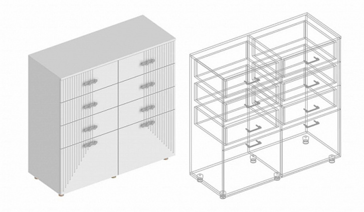 Комод «Сандра» 2-ств с 6 ящиками 1100х450х1100 - фото №1