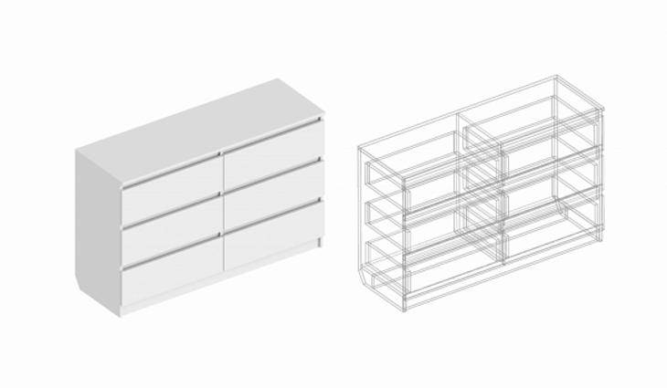 Комод «Бьянко» с 6 ящиками 1200х400х770 - фото №1