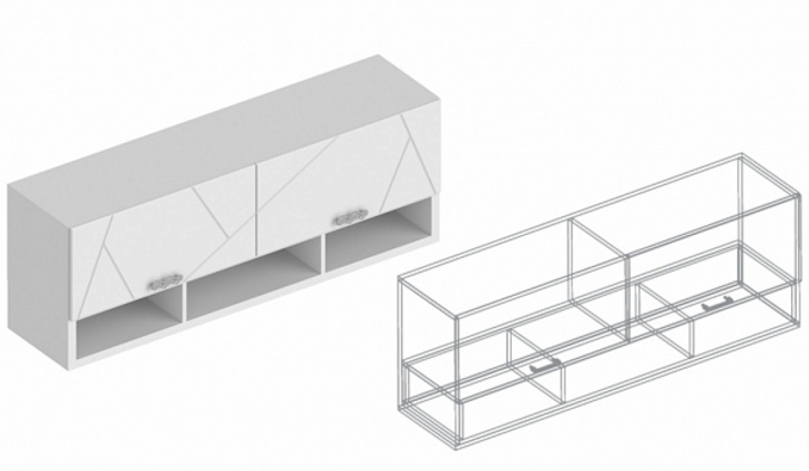 Шкаф настенный «Сандра» 1300/1500/1700х370х550 - фото №1