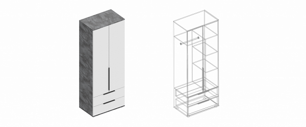 Шкаф «Лео» 2-ств с 2 ящиками 800х500х2100 - фото №1