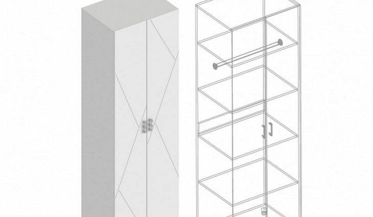 Шкаф «Сандра» 2-ств с полками (штанга в комплекте) 700х520х2200 - фото №1