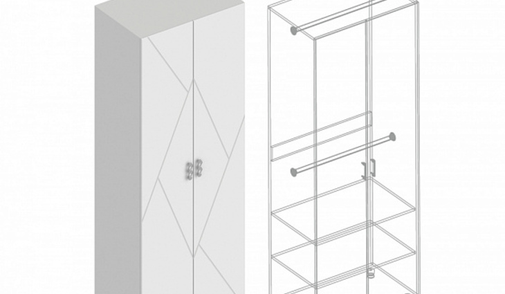Шкаф «Сандра» 2-ств с 2-мя штангами 800х520х2200 - фото №1